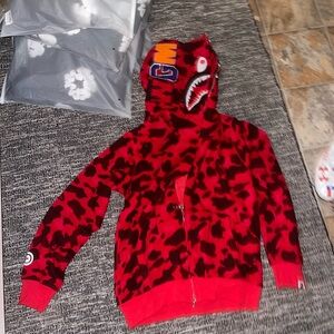 Red shark bape hoodie